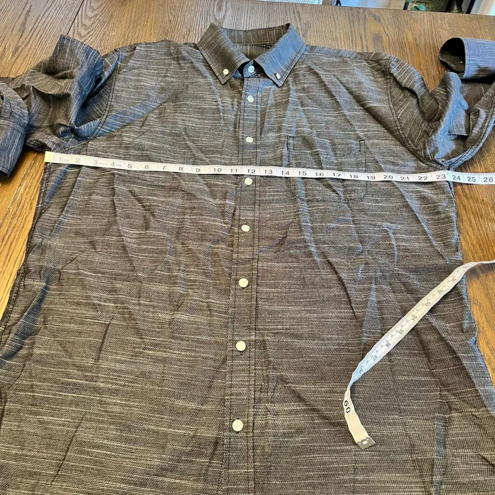 American Tall Button Down Shirt Charcoal Grey Slub Fabric Modern Professional LT